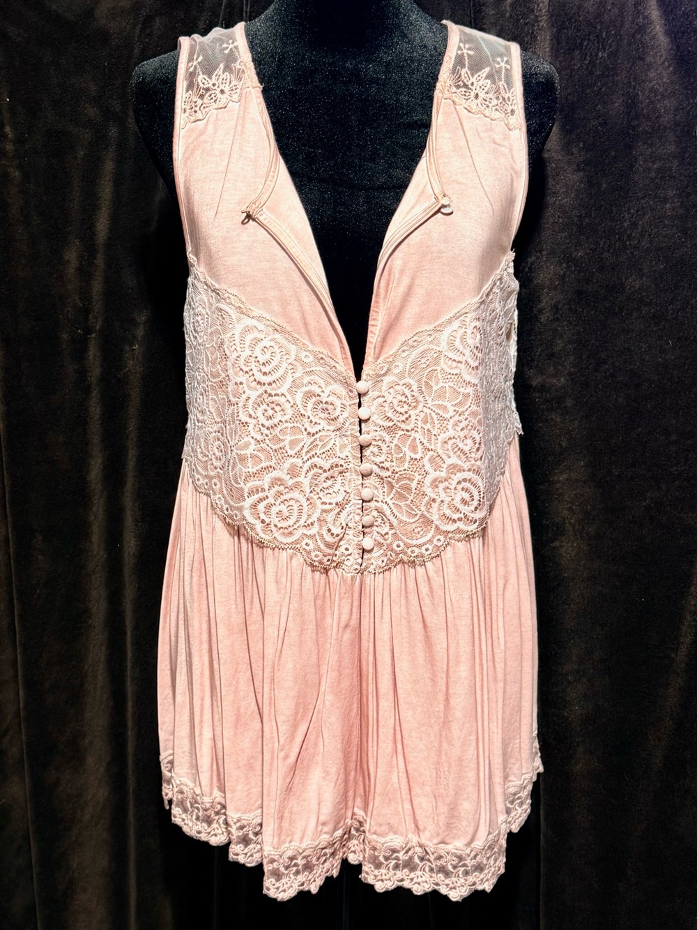 NWOT POL Women's Knit Babydoll Tunic Tank in Blush Pink - Picture 2 of 5